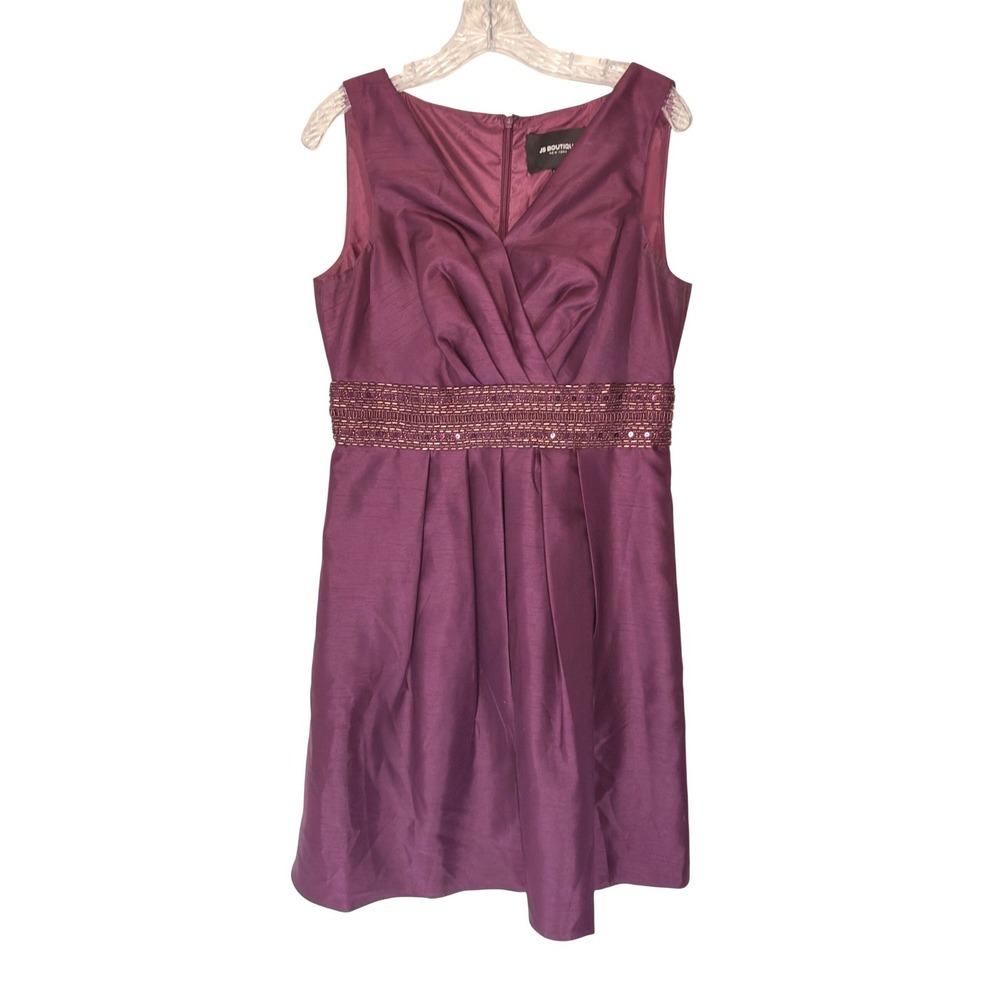 JS Boutique Dress Beaded Burgundy Sleeveless V-Neck Formal Evening Size 14